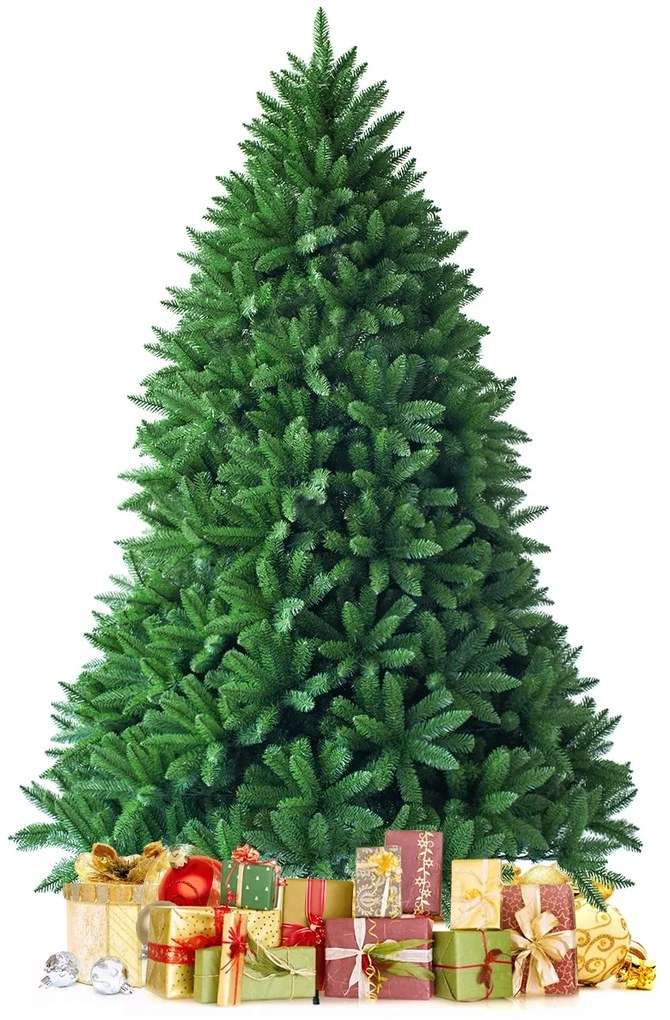 Costway Albero di Natale 180 cm con 1250 rami in PVC, Abete artificiale con cerniere e solida base di metallo