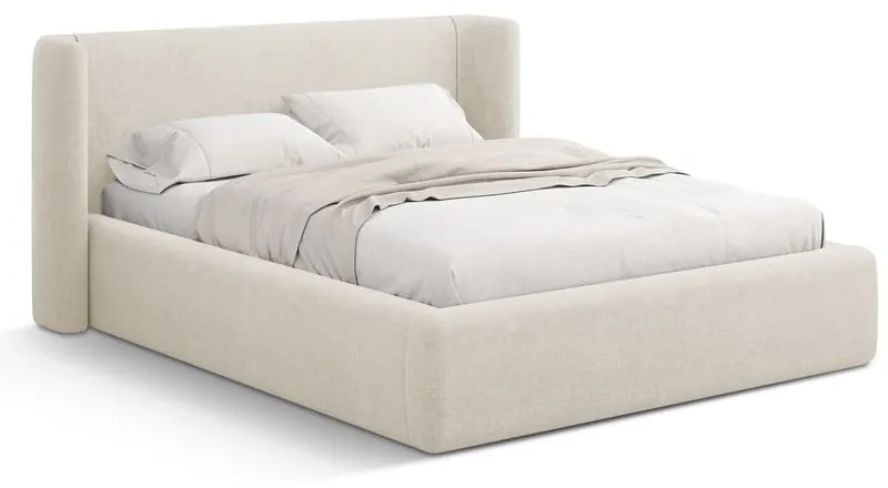 Letto matrimoniale imbottito color crema con contenitore con rete inclusa 200x200 cm Jason – Windsor &amp; Co Sofas