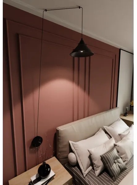 Lampadario a sospensione con filo ABRAMO 1xE27/15W/230V nero