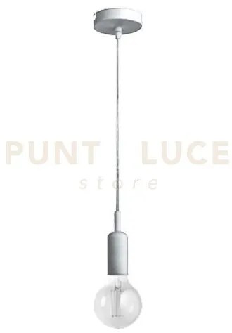 Gso094-  pendente flash cavo in stoffa e rosone nickel 1 luce attac...