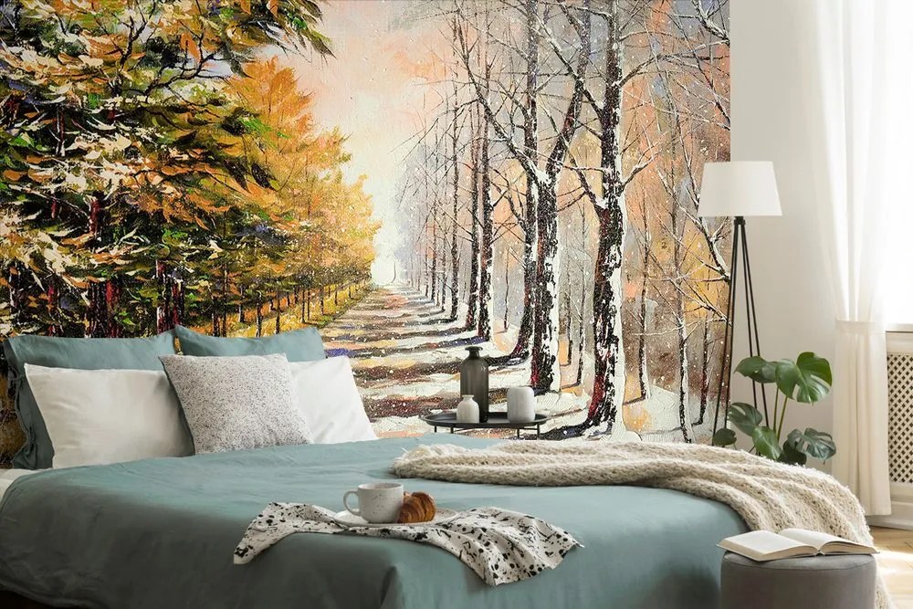 Carta da parati – Viale autunnale di alberi