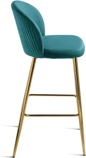 Sgabello in velluto Topazio con struttura in metallo Oro MEGAN 2 pezzi