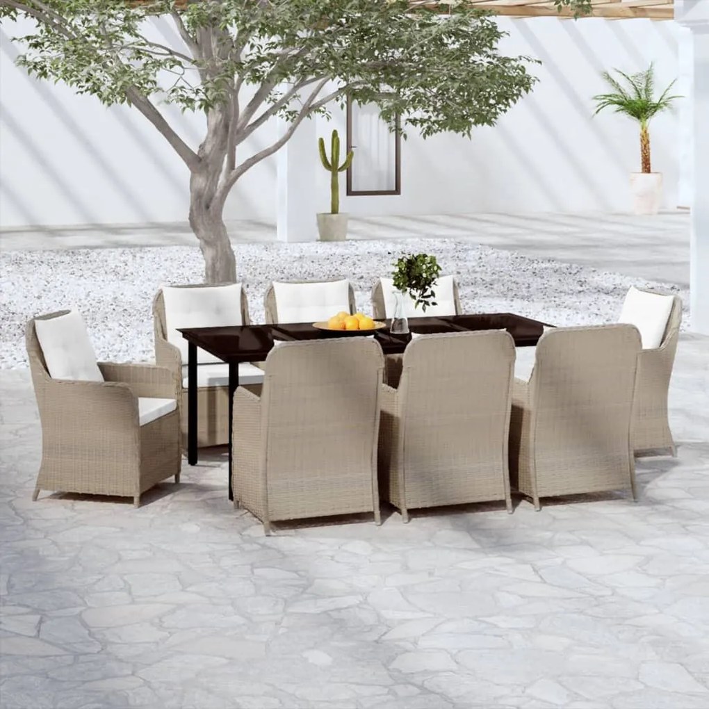 Set mobili da pranzo per giardino 9 pz marrone