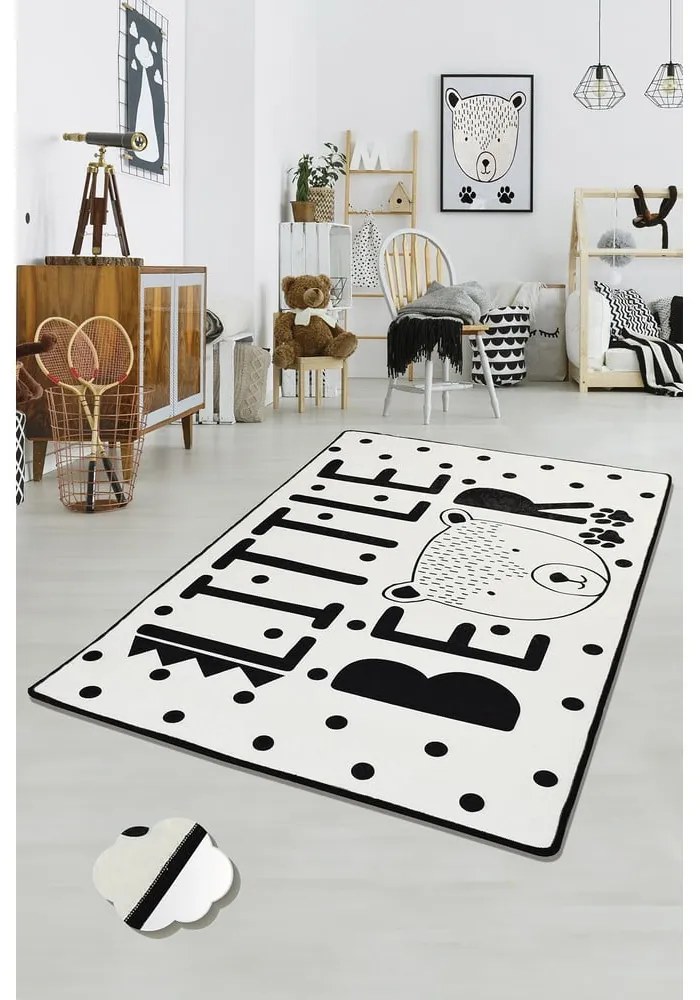 Tappeto antiscivolo per bambini bianco e nero , 100 x 160 cm Little Bear - Conceptum Hypnose