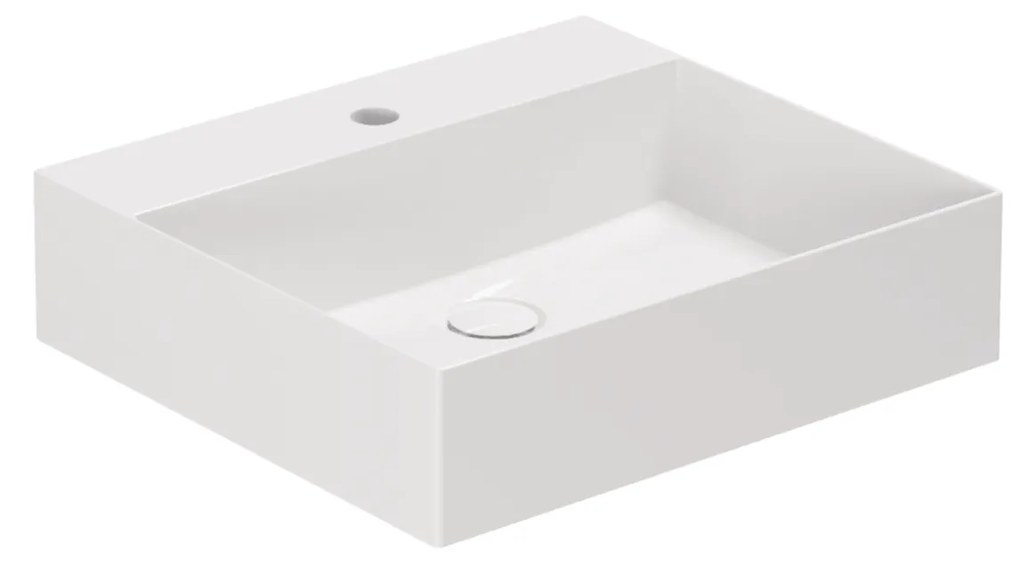 Lavabo D'Appoggio/Sospeso Con Foro Azzurra Ceramica "Elegance Squared" Bianco Lucido