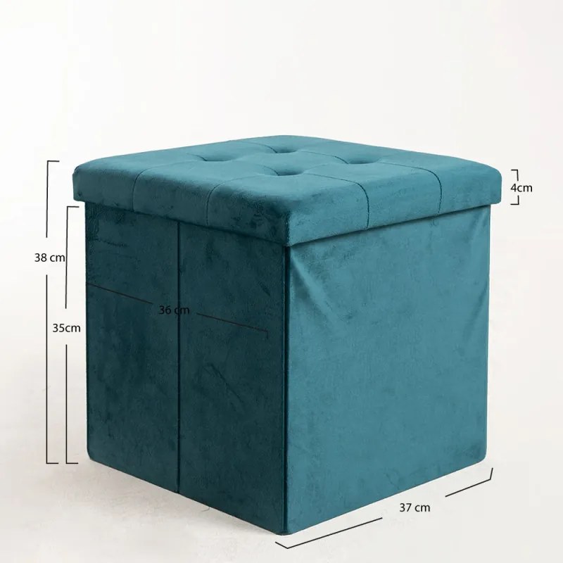 Pouf contenitore Button 38 cm Velluto - Verde