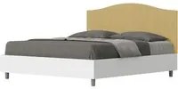 Letto Matrimoniale 160x190 cm struttura bianco frassino testata Gra - Contenitore,Microfibra,Ocra