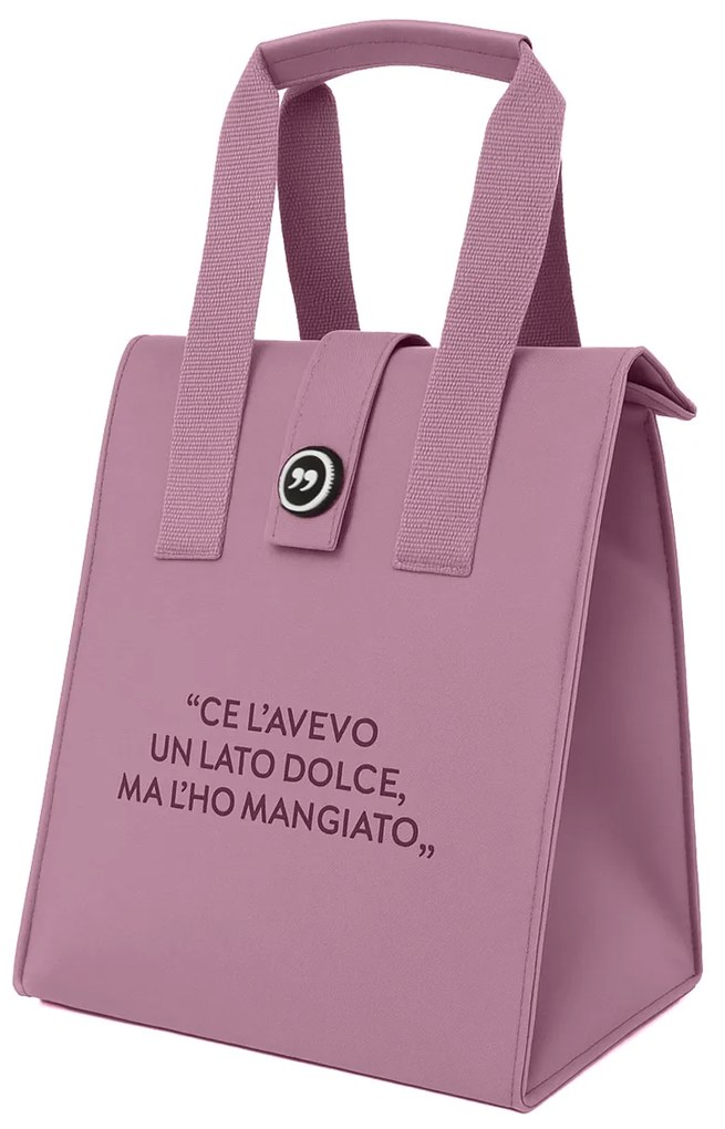 Borsa porta pranzo termica 12 L rosa con scritta
