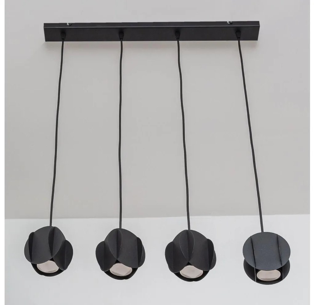 Lampadario sospeso su cavo GAMBIT 4x GU10/10W/230V, nero