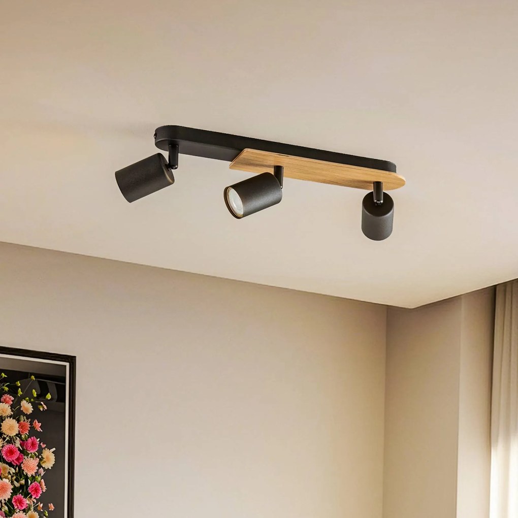 TK Lighting Faretto da soffitto Cover Wood, 3 luci