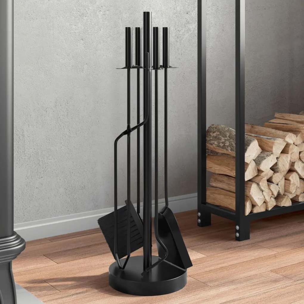 Set Attrezzi Per Caminetto 5 Pz 18x66 Cm İn Acciaio /