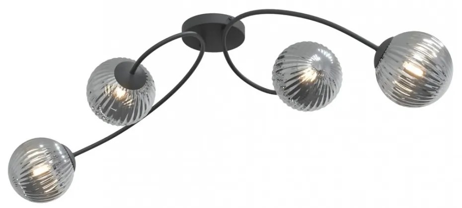 Lampada da soffitto in acciaio e vetro VIBRA 4 da interno 4xE14 Colore del corpo Nero e Grafite