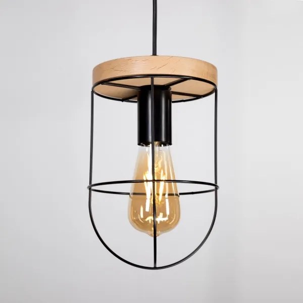 Spot-Light 184159104 - Lampadario a sospensione con filo NETUNO 1xE27/60W/230V quercia