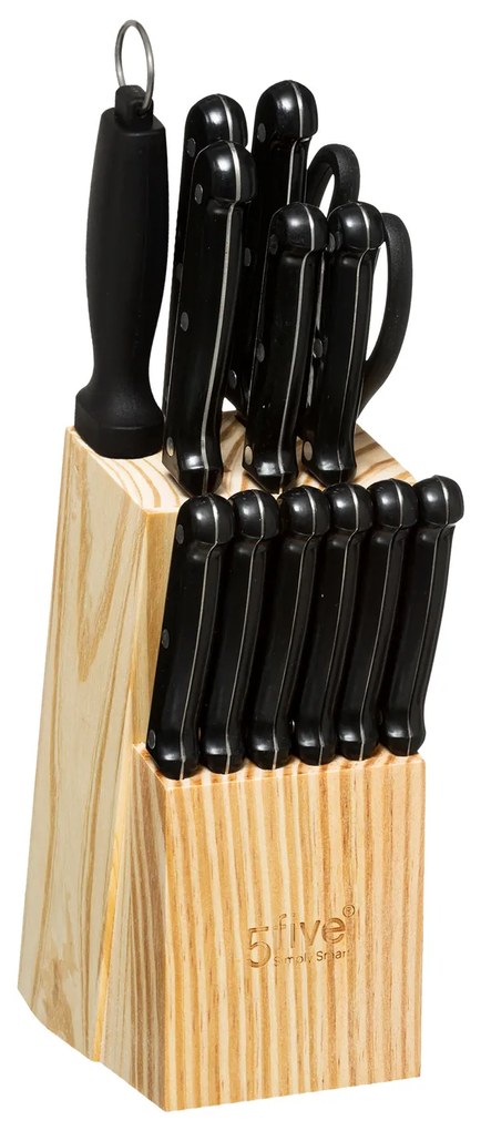 Ceppo 10 coltelli con forbici, affilacoltelli e ceppo legno