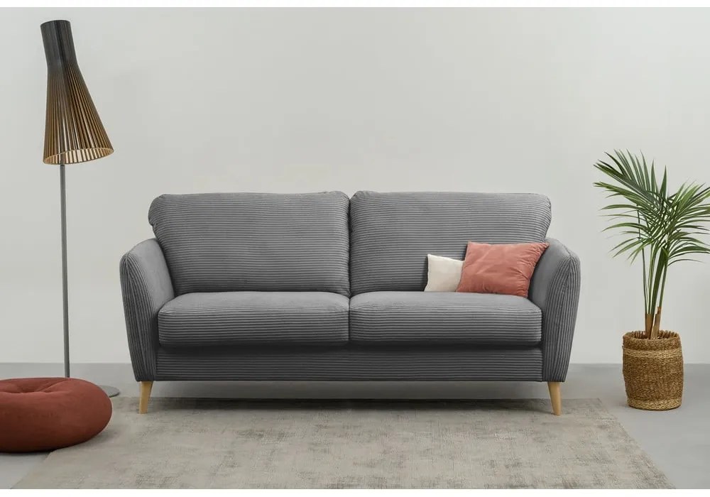 Divano in velluto a coste grigio scuro 170 cm Paris - Scandic