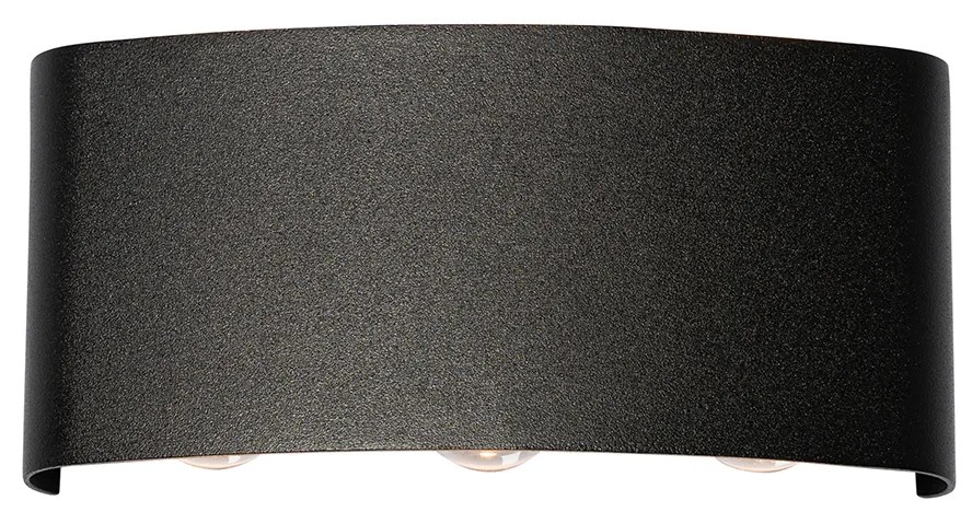 Lampada da parete per esterni nera con LED 6 luci IP54 - Silly