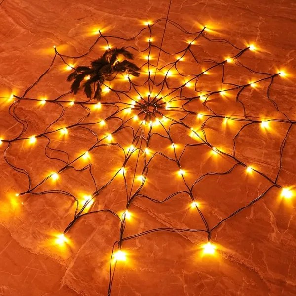 Catena decorativa LED HALLOWEEN LED/5V/8 funzioni ragnatela + telecomando