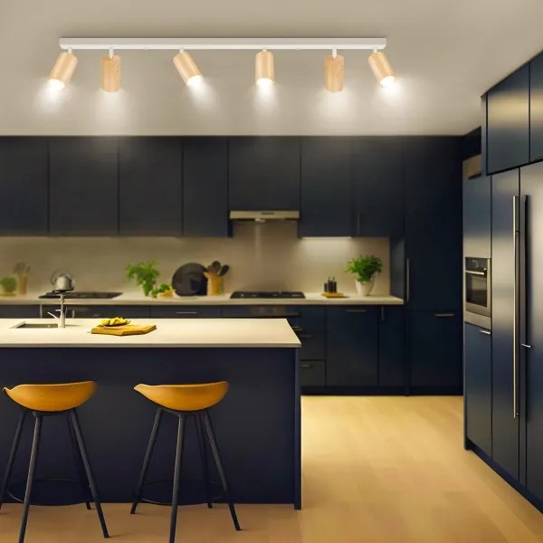 Brilagi - Faretto SELE 6xGU10/30W/230V bianco/decorazioni in rovere