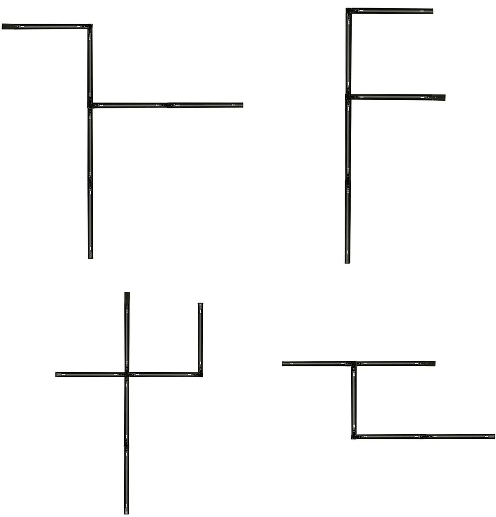 Sistema di illuminazione a binario moderno con 5 faretti neri monofase - Iconic Ivy