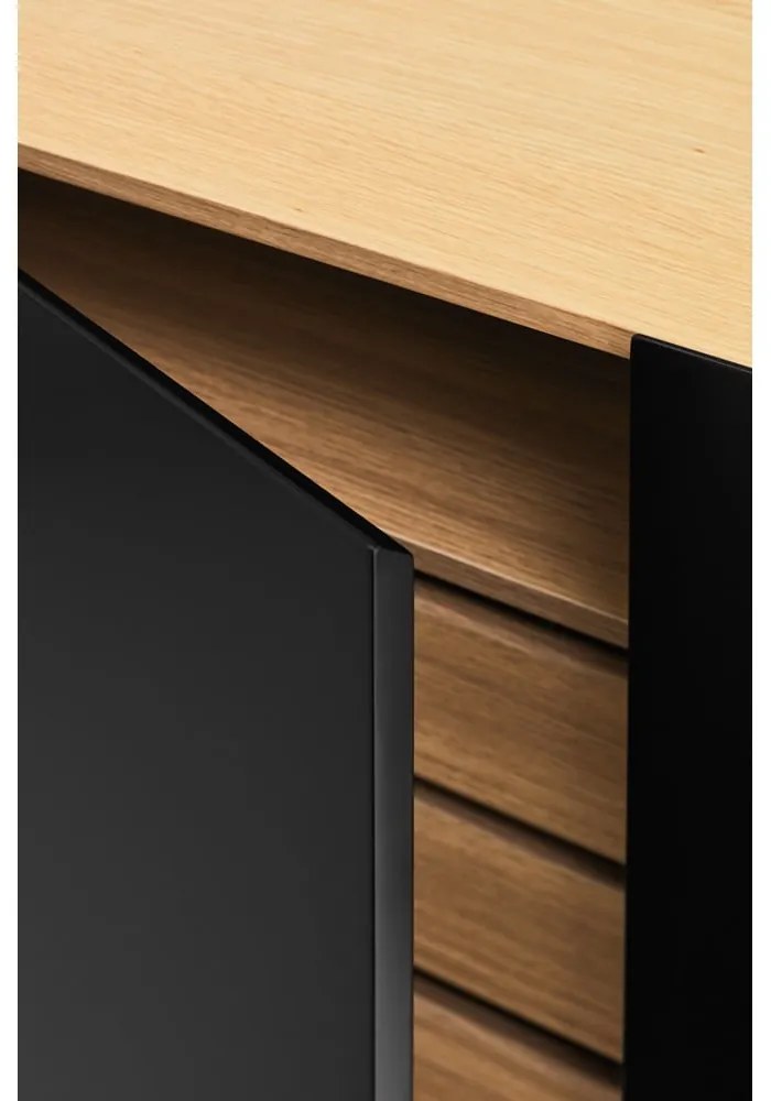 Cassettiera bassa nera effetto rovere 165x78 cm Arista - Teulat