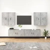 Set di Mobili Porta TV 6 pz Grigio Cemento in Legno Multistratocod mxl 101171