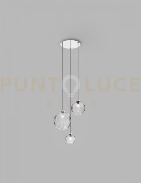 Puppet sospensione r3 cristallo trasparente cromo lucido 3 luci att...