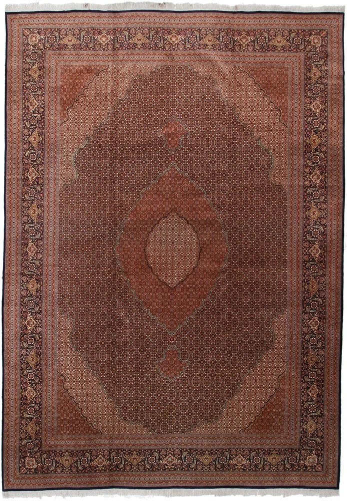 Tabriz Tappeto 490 x 350 Blu (Iran) Annodato A Mano