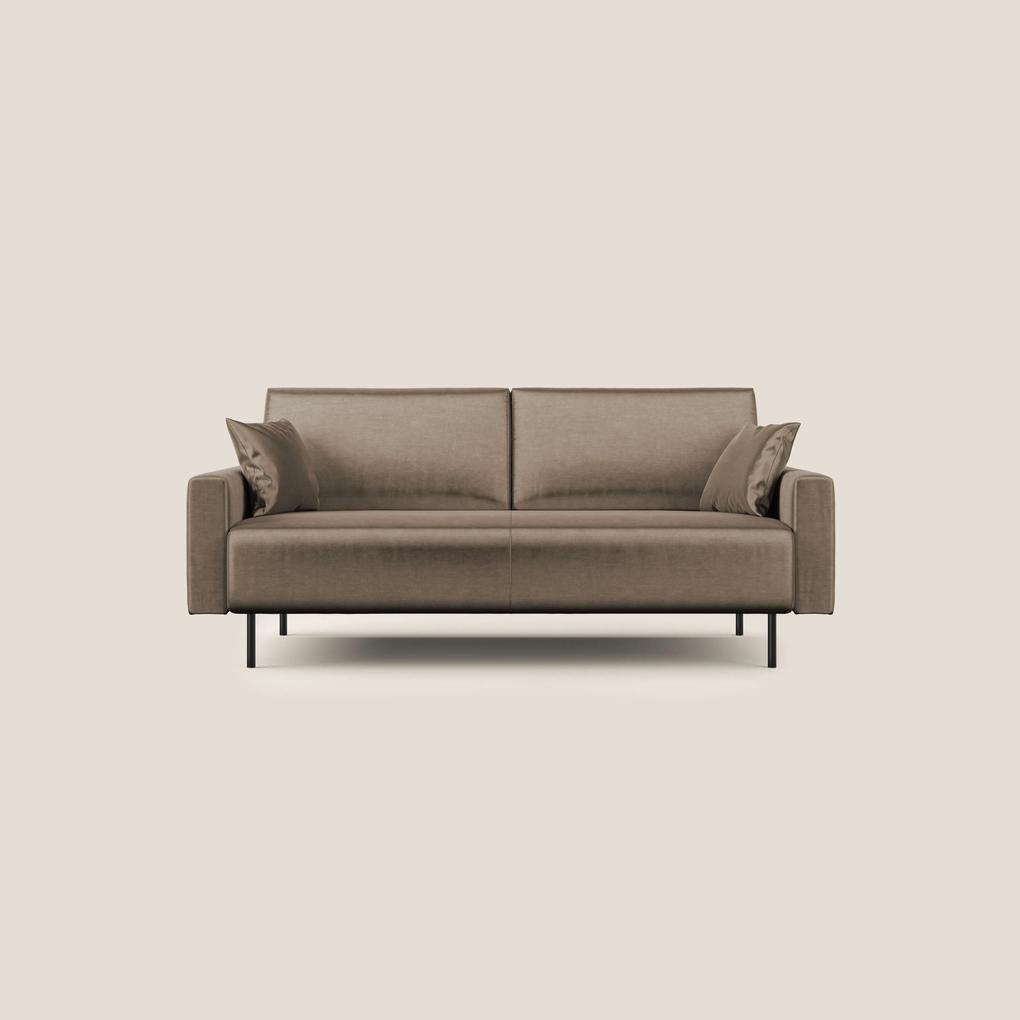 Arthur divano moderno in velluto morbido impermeabile T01 marrone 170 cm