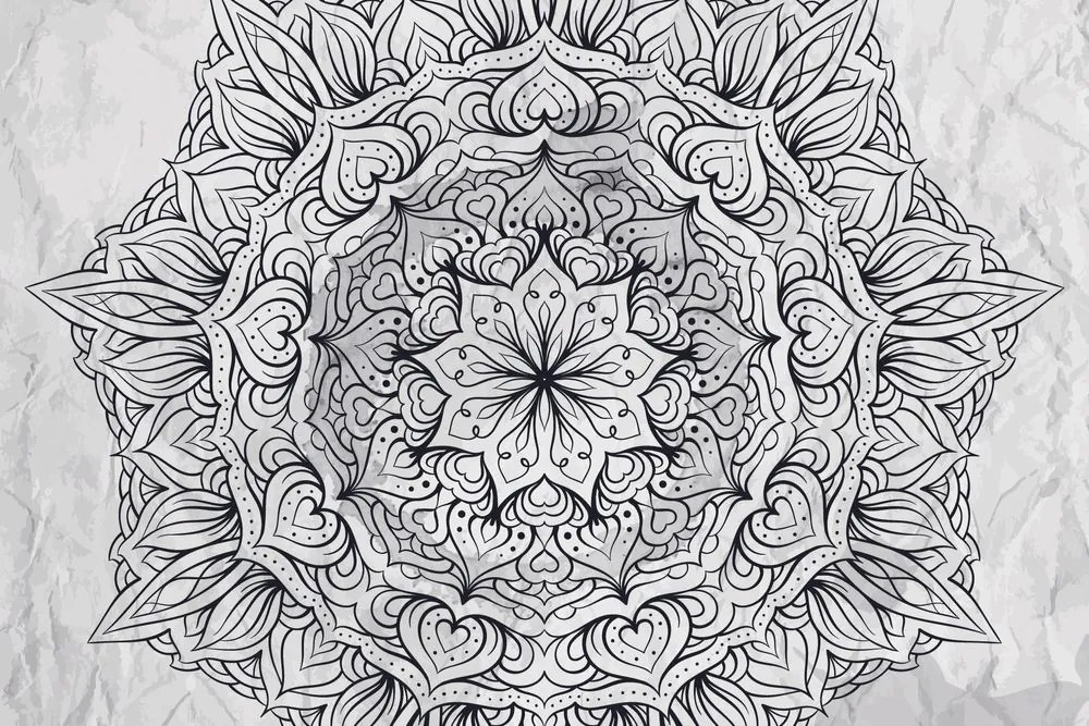 Carta da parati autoadesiva – Mandala etnica astratta in bianco e nero