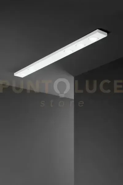 Plafoniera in metallo bianco bottone 5 luci attacco gx53 120cm