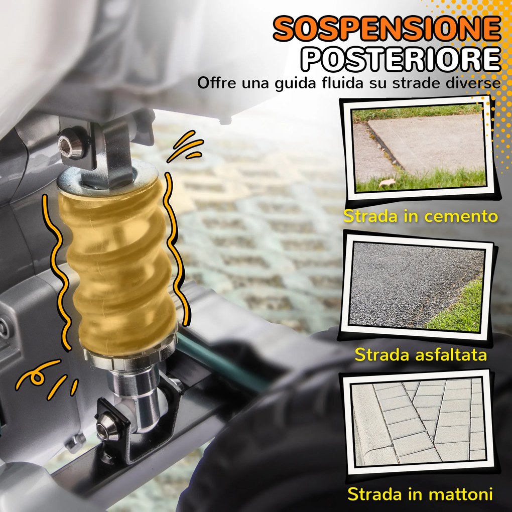 Moto Elettrica per Bambini 3-6 Anni 107x56x70 cm Batteria 12V e Rotelle Rimovibili Arancione...