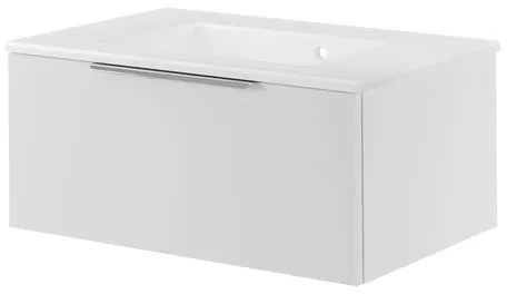 Mobile da bagno sotto lavabo Neo bianco laccato L 75 x H 32 x P 48 cm 1 cassetto, lavabo non incluso