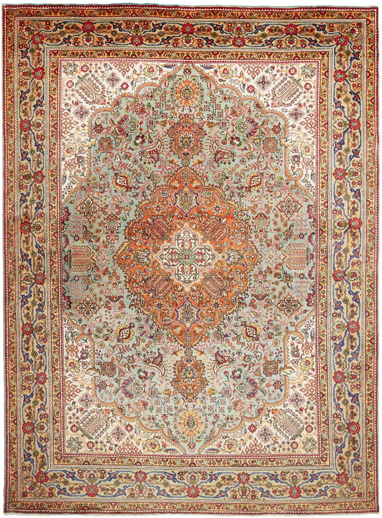 Tabriz Tappeto 250 x 340 Verde (Iran) Annodato A Mano