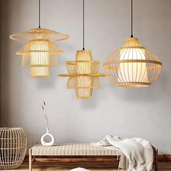 Immax 08256L - Lampadario a sospensione con filo PINCHOS 1xE27/40W/230V diametro 40 cm bambù