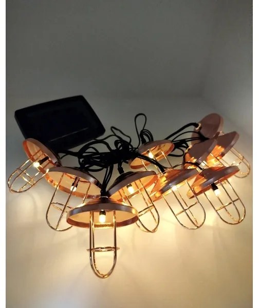 Catena solare a LED 10xLED/1,2V 300 mAh 3,8 m IP44 color rame