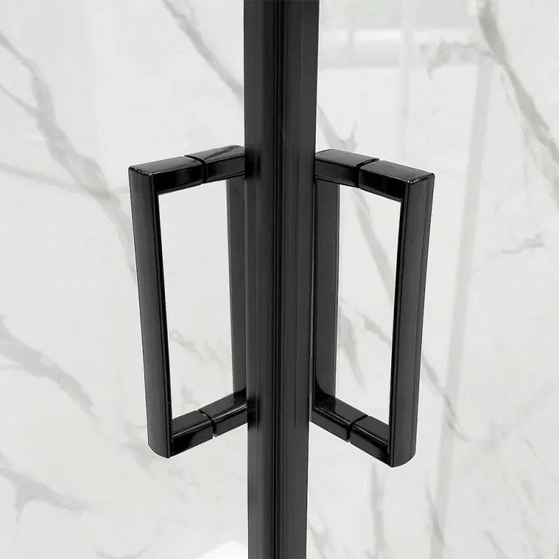 Box doccia 3 lati 70x90x70 cm nero opaco doppio scorrevole Tay
