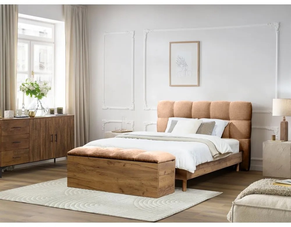 Letto matrimoniale imbottito rosa chiaro rete inclusa 160x200 cm Kumo - Bobochic Paris