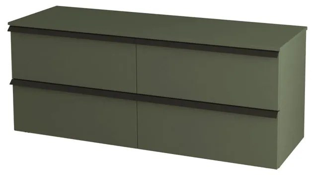 Mobile da bagno sotto lavabo BADEN HAUS Rodi verde laccato opaco L 140 x H 57 x P 46 cm 4 cassetti, lavabo non incluso