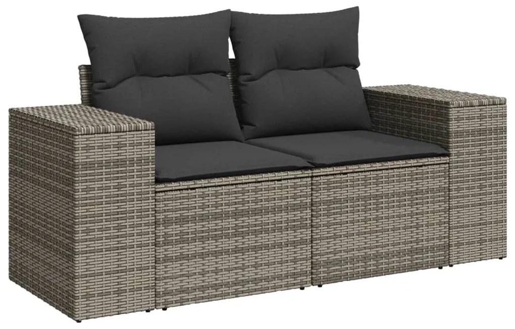 Set divano da giardino 5pz con cuscini grigio chiaro polyrattan