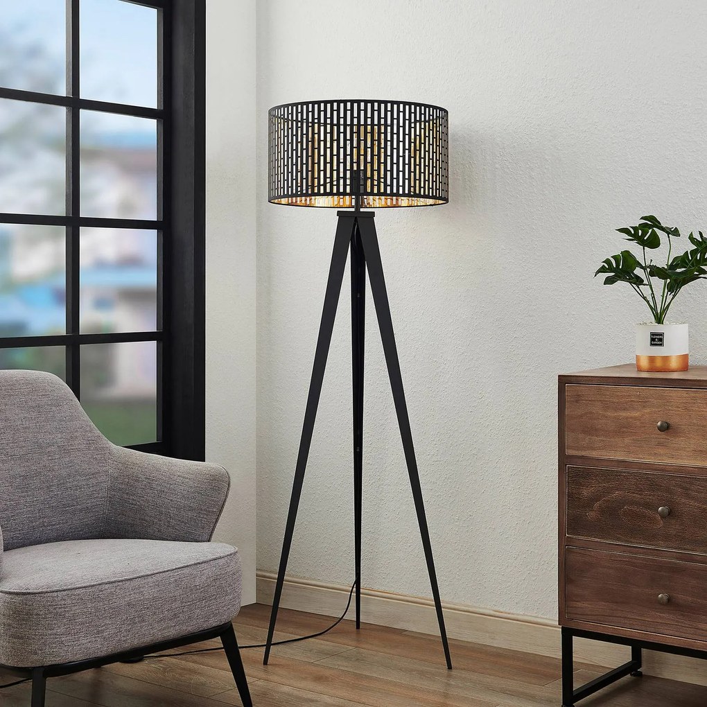 Lampada da terra Thoralf Lindby, Nero, Soggiorno / Sala da pranzo, Metallo, Lampada da terra