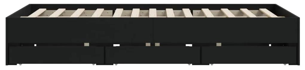Giroletto con Cassetti Nero 150x200 cm in Legno Multistrato