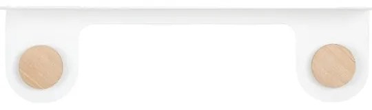 Mensola da parete in acciaio bianco con dettaglio in legno di quercia con 2 ganci , lunghezza 50 cm Hook - Gazzda