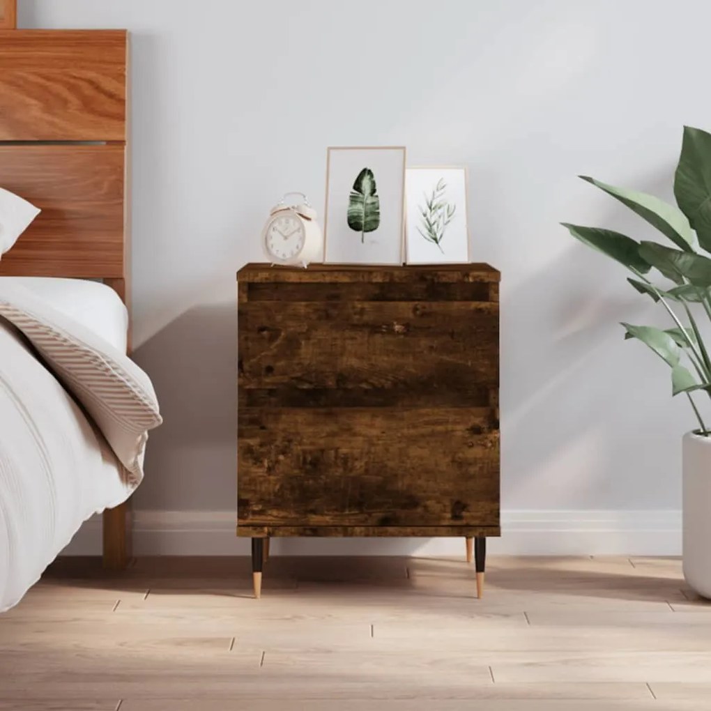 Comodino Rovere Fumo 40x35x50 Cm İn Legno Multistrato /