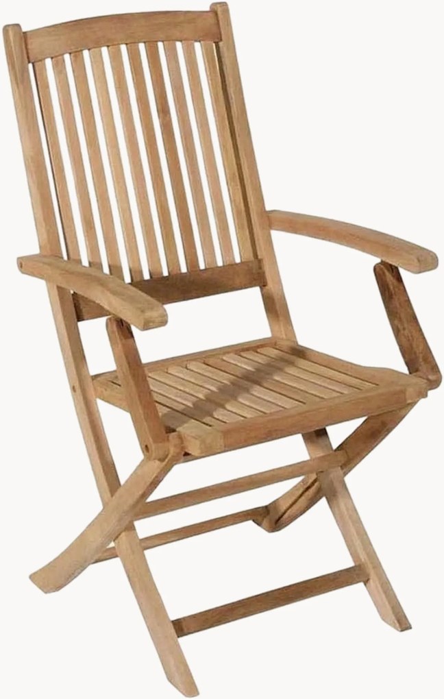 Set di 2 sedie da giardino pieghevoli in legno di teak con braccioli Fun