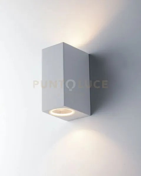 Applique biemissione qubo bianca 2 luci attacco gu10 ip54 6,7x9,3x1...