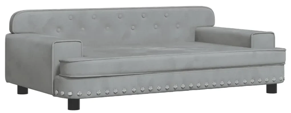 Lettino per cani grigio chiaro 90x53x30 cm in velluto