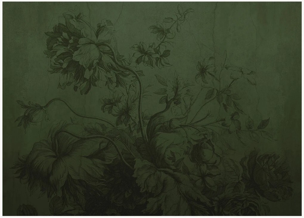 Carta da parati Gradient Flowers Green
