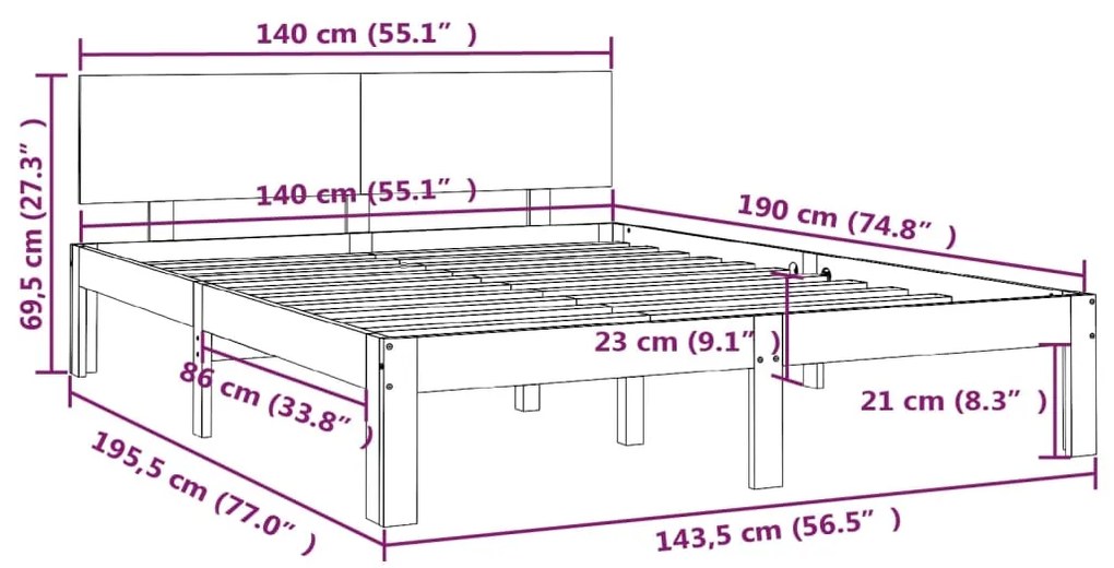 Giroletto in Legno Massello di Pino 140x190 cm