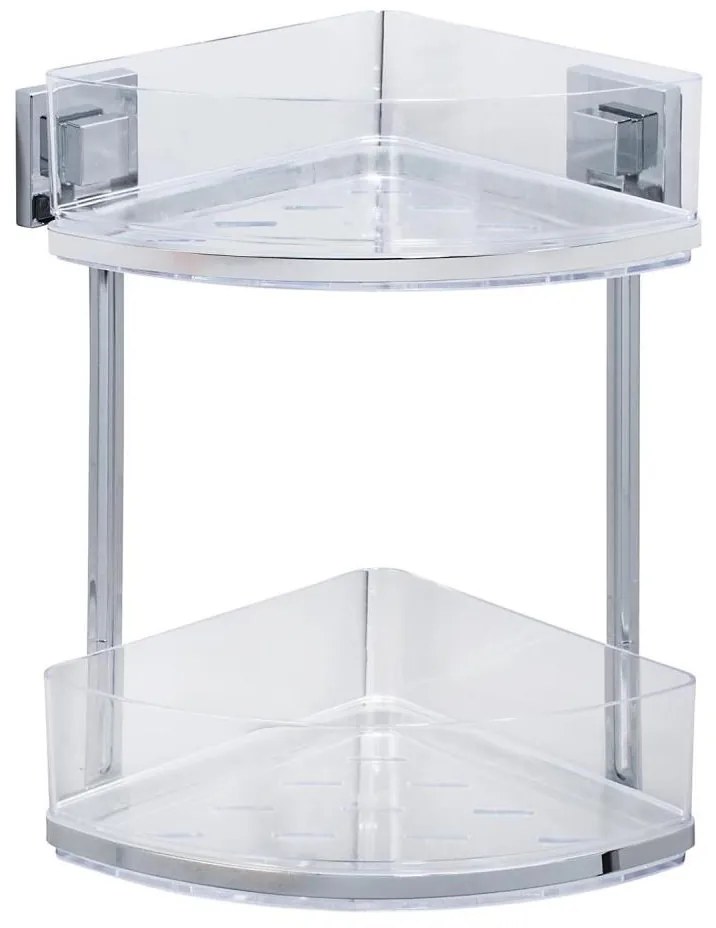 WENKO 22690100-Ripiano angolare VACUUM-LOC QUADRO ED 28x32,5 cm argento/cromo lucido