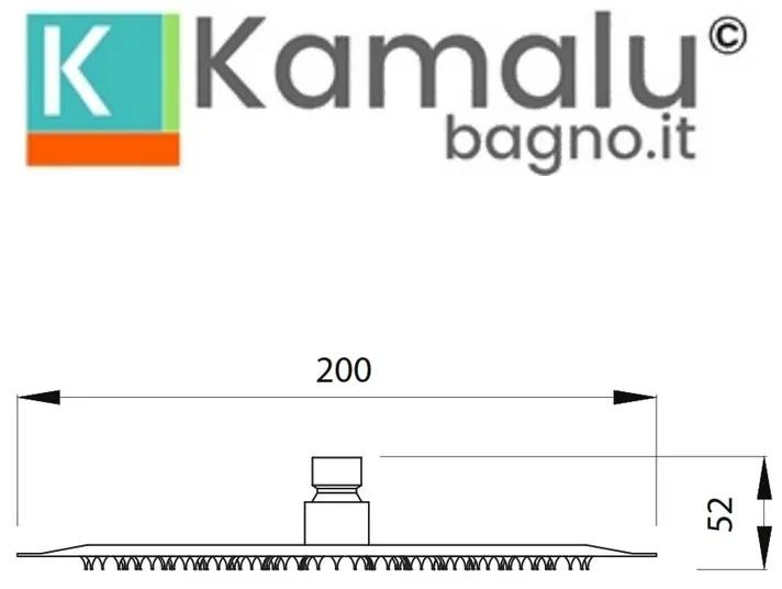 Kamalu - soffione per doccia tondo in acciaio diametro 20cm ultraslim | sd20t